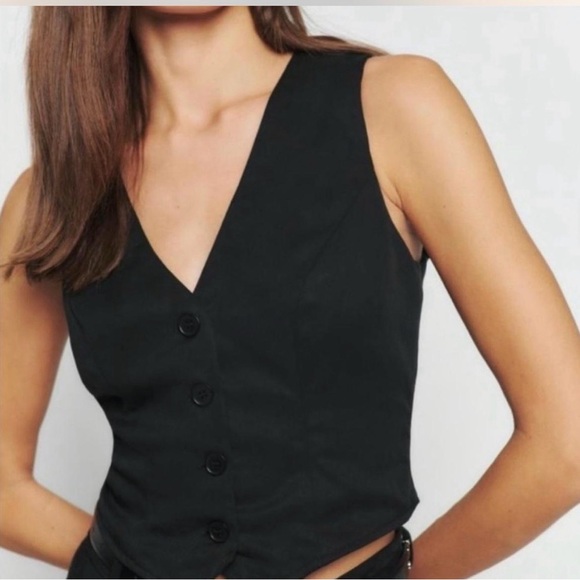 Reformation Tops - Reformation Devin Black Twill Vest